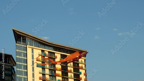  Kite Festival. The concept of aerodynamics. A beautiful sight. Air object in the sky. Festivals in Georgia. Rest on the Black Sea embankment. On the Sunset
