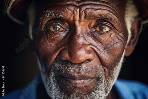 Close up portrait of a senior african man looking at the camera