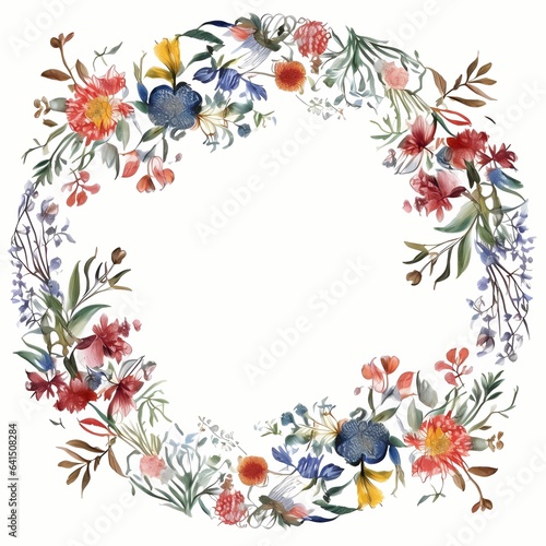 oval floral frame with pretty wild flower 