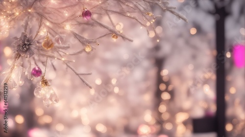 街のイルミネーション、キラキラと輝く、雪が降る｜City illuminations, sparkling lights, falling snow. Generative AI © happy Wu 