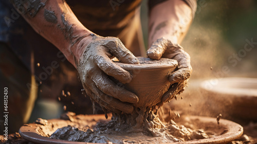 A Potter's Hands Molding and Shaping Wet Clay with Precision