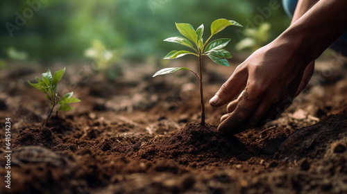 Gentle Hands Planting a Seedling in Rich Soil