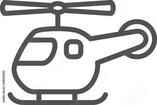 シンプルな乗り物の線画単品アイコン　ヘリコプター