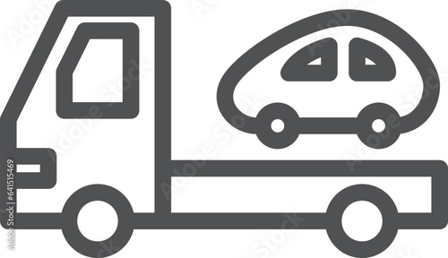 シンプルな乗り物の線画単品アイコン　牽引車