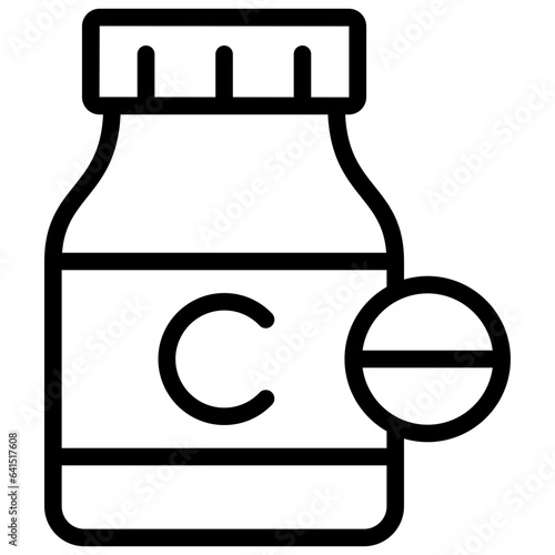 vitamin c icon illustration design with outline
