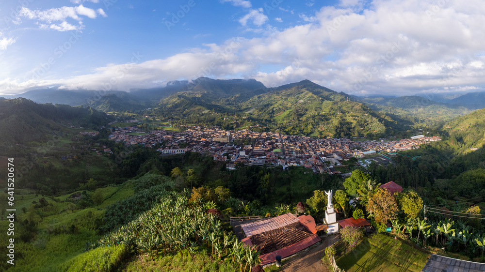 View of the Town of Jardin, Antioquia on a Sunny Day