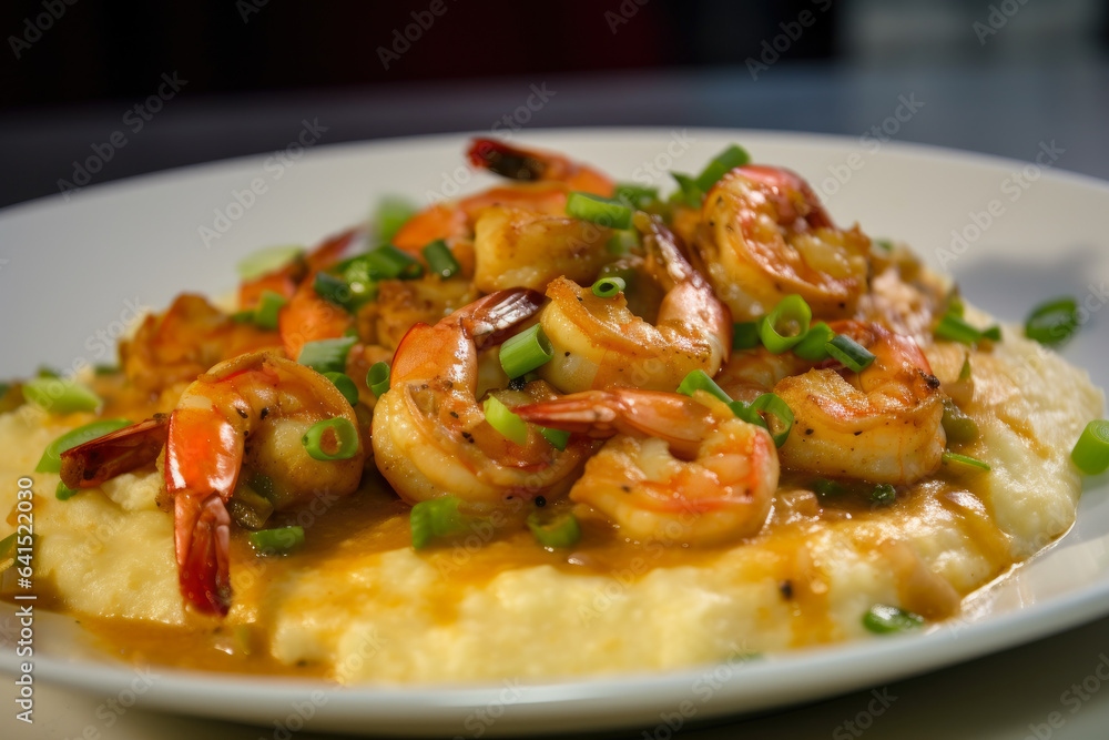 a delicious dish of shrimp and grits, packed with spicy and tangy flavors and a jalapeno kick a delicious dish of shrimp and grits, packed with spicy and tangy flavors and a jalapeno kick