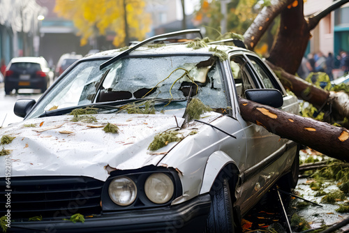 Tree falls on a car during storm. Insurance damage © EKH-Pictures