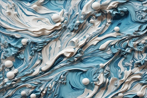 Blue Liquid Paint Style 3D Marble Texture, Oil Paint Marble Texture Background, 3D Marble Texture, 3D Texture Background, AI Generative © Forhadx5