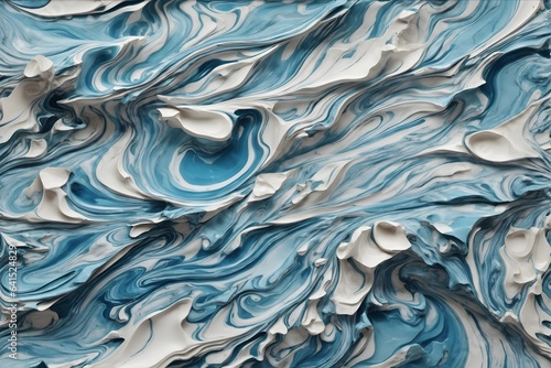 Blue Liquid Paint Style 3D Marble Texture, Oil Paint Marble Texture Background, 3D Marble Texture, 3D Texture Background, AI Generative © Forhadx5