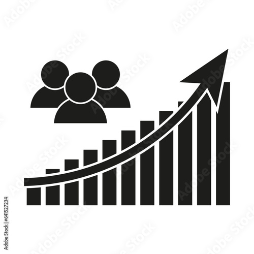 Population growth icon. Global demography icon. Increase social development concept. People evolution Chart symbol. Vector illustration. EPS 10.