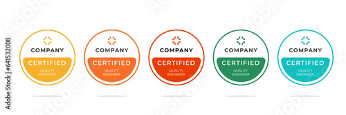 Digital certificate badge design for technical professionals who have successfully passed a certification exam. Vector illustration