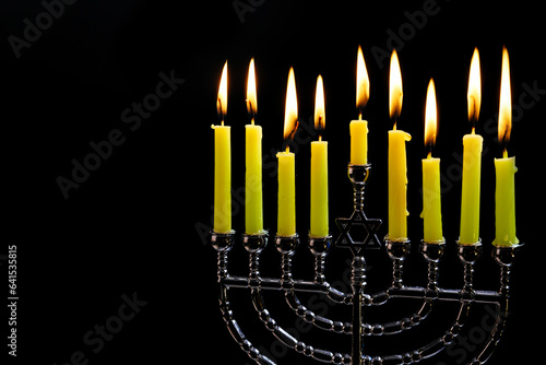 Holy hanukkah traditions menorah hanukkiah candles burning in jewish celebrations