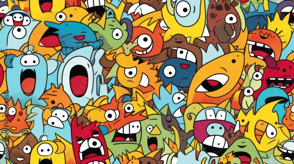 Colorful Cartoon Pattern Extravaganza Colorful Cartoon Pattern Extravaganza