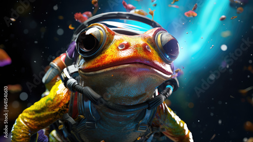 frog astronaut in space suit, generative ai © Gasia