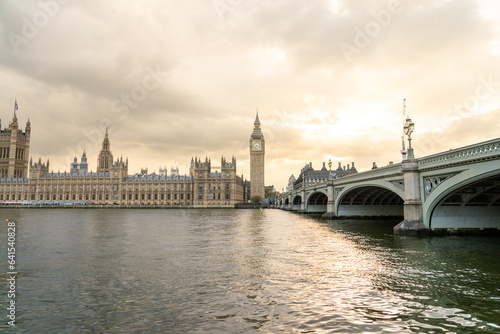 Big Ben an Iconic London city landmark from across the river thames  the symbol of London