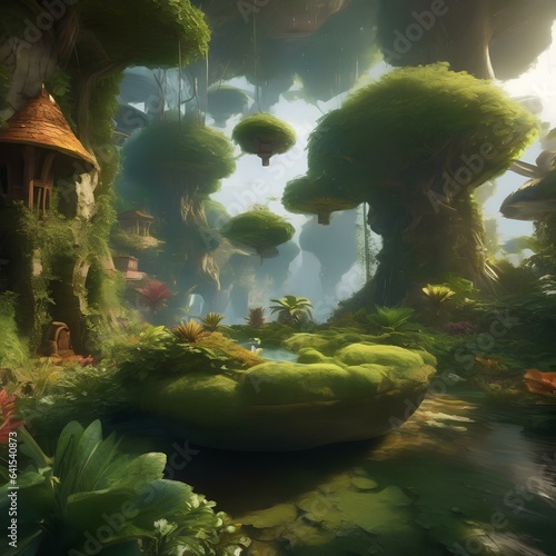 Imagine a garden of floating islands, each with its own ecosystem and magical inhabitants2 photo