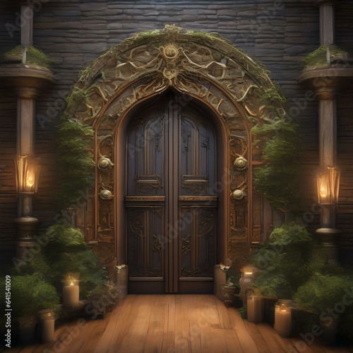 Craft a pattern of enchanted doors  each leading to a different realm of fantasy2