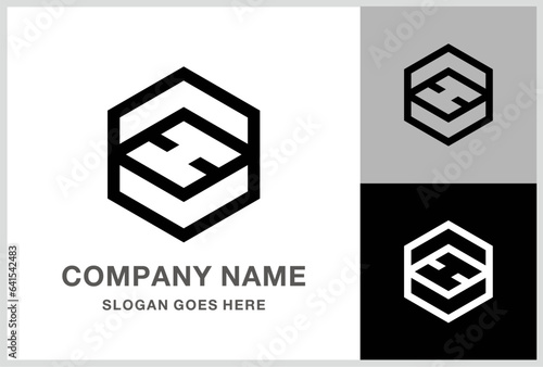 Monogram Letter H Geometric Square Cube Business Company Stock Vector Logo Design Template	