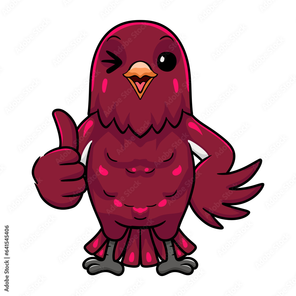 Obraz premium Cute pompadour cotinga bird cartoon giving thumb up