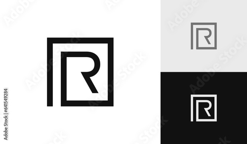 Letter R with square initial monogram logo design