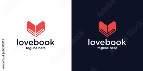 educational logo design, book combination with love