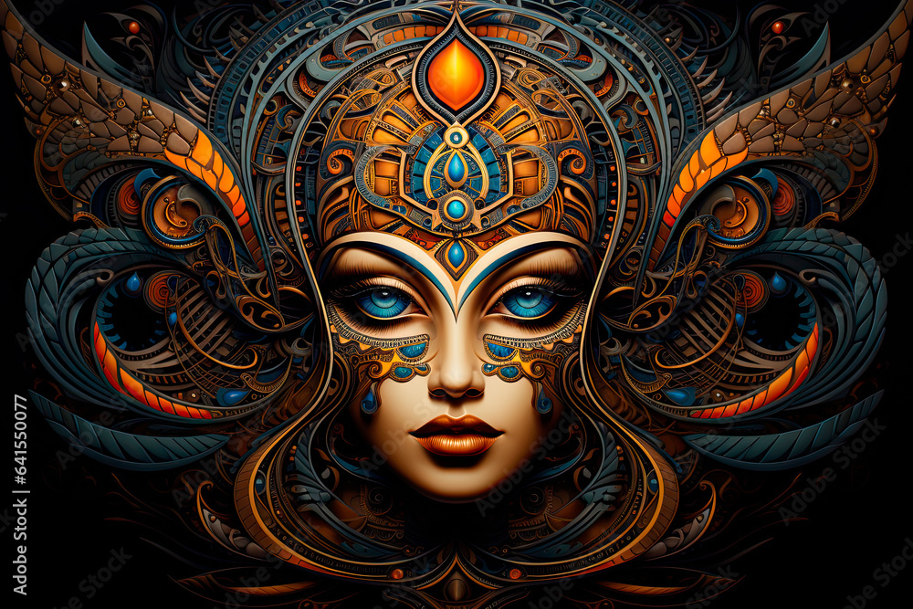 Fototapeta premium carnival mask isolated on black with a woman face