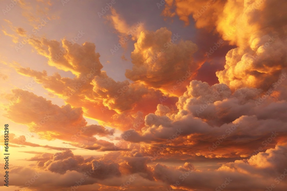 Senset Golden Clouds Background, Sunset Cloud Background, Clouds Background, Sky Background, Clouds Texture, AI Generative - obrazy, fototapety, plakaty 