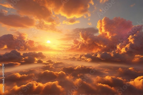 Senset Golden Clouds Background, Sunset Cloud Background, Clouds Background, Sky Background, Clouds Texture, AI Generative