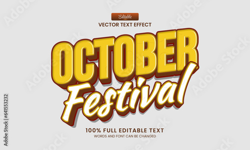 Design editable text effect october festival vector illustration
