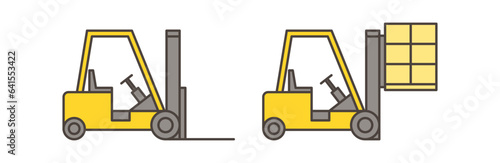 Cute vector illustration material of forklift seen from the side