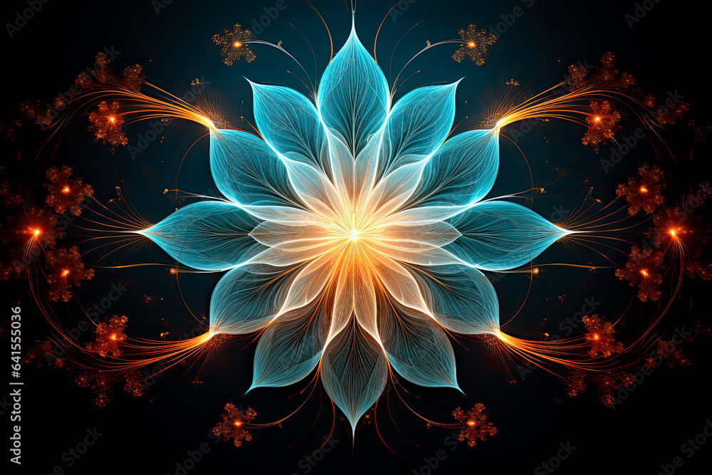 fractal abstract glowing flower pattern burst arrangement fractal abstract glowing flower pattern burst arrangement