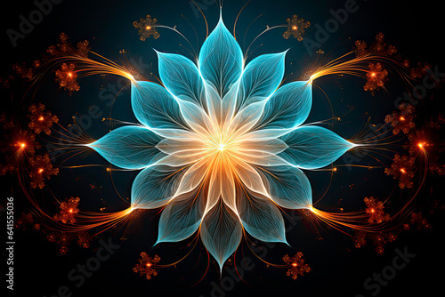 fractal abstract glowing flower pattern burst arrangement © Artbotics