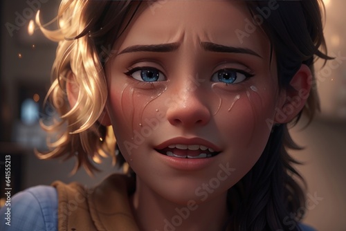 portrait of a young crying women