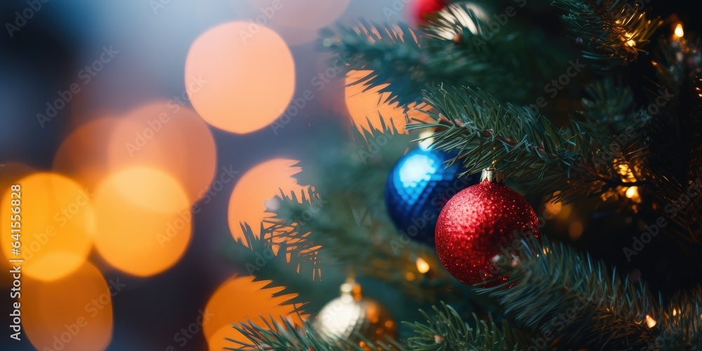 Merry Christmas and Happy New Year. Festive bright beautiful background. Decorated Christmas tree on blurred background. de-focused lights, gold bokeh Merry Christmas and Happy New Year. Festive bright beautiful background. Decorated Christmas tree on blurred background. de-focused lights, gold bokeh