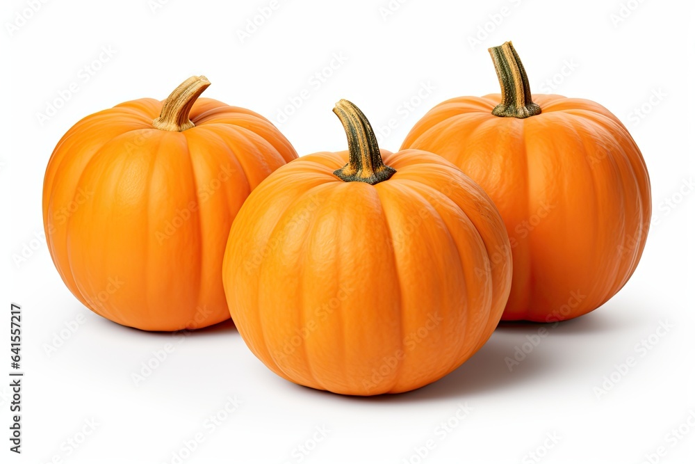 An arrangement of three pumpkins isolated on white with shadows clipping path included An arrangement of three pumpkins isolated on white with shadows clipping path included