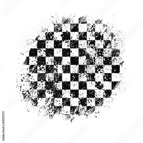 Checkered flag circle grunge racing lines