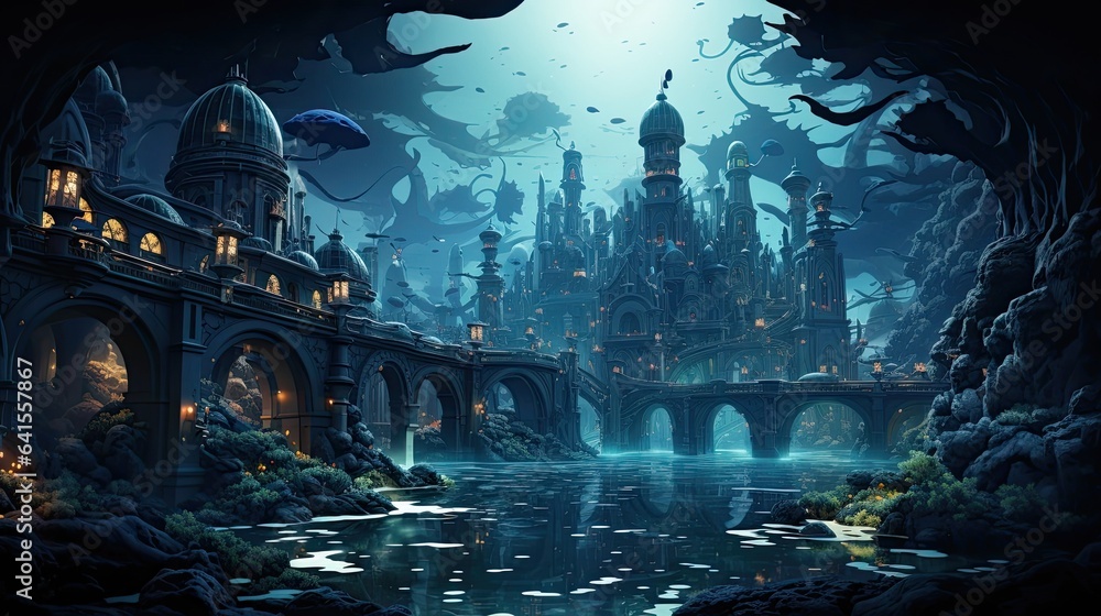 A picturesque castle surrounded by a flowing river A picturesque castle surrounded by a flowing river