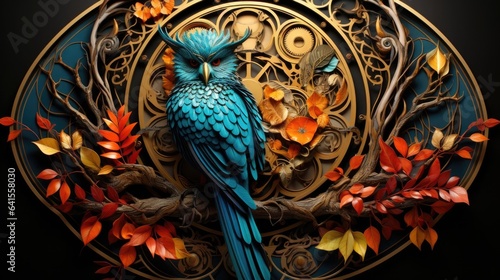 Wallpaper Mural A blue bird perched on a tree branch Torontodigital.ca