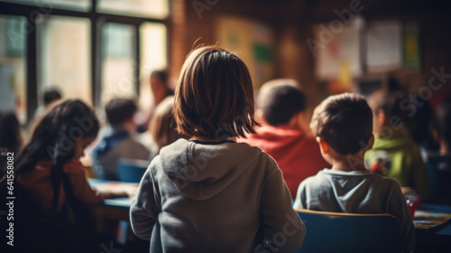 Back view of people in the classroom at school