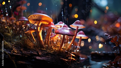 A cluster of mushrooms in a lush forest setting © ZOORY