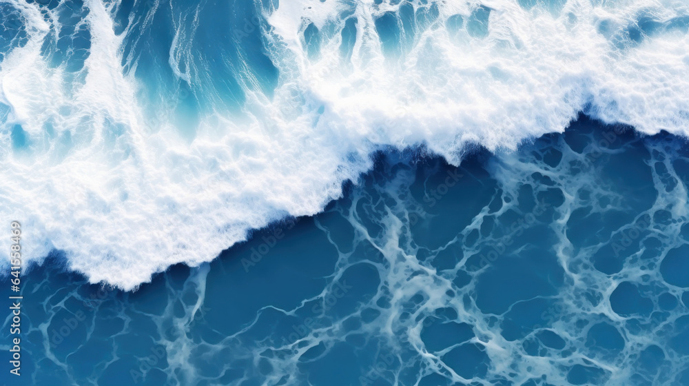 Wave splashing in the sea, top view.