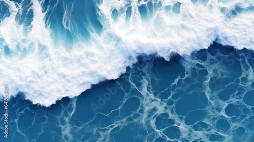 Wave splashing in the sea, top view.