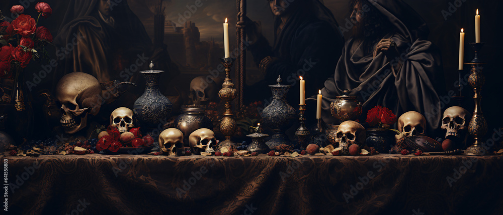  Decorative occult Dark art Goth Background - generative AI perfect for Halloween