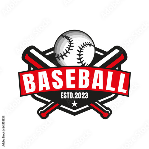 American Sports Baseball Club Logo Inspiration, baseball club. With stick, basketball club emblem tournament, symbol, icon, team identity.