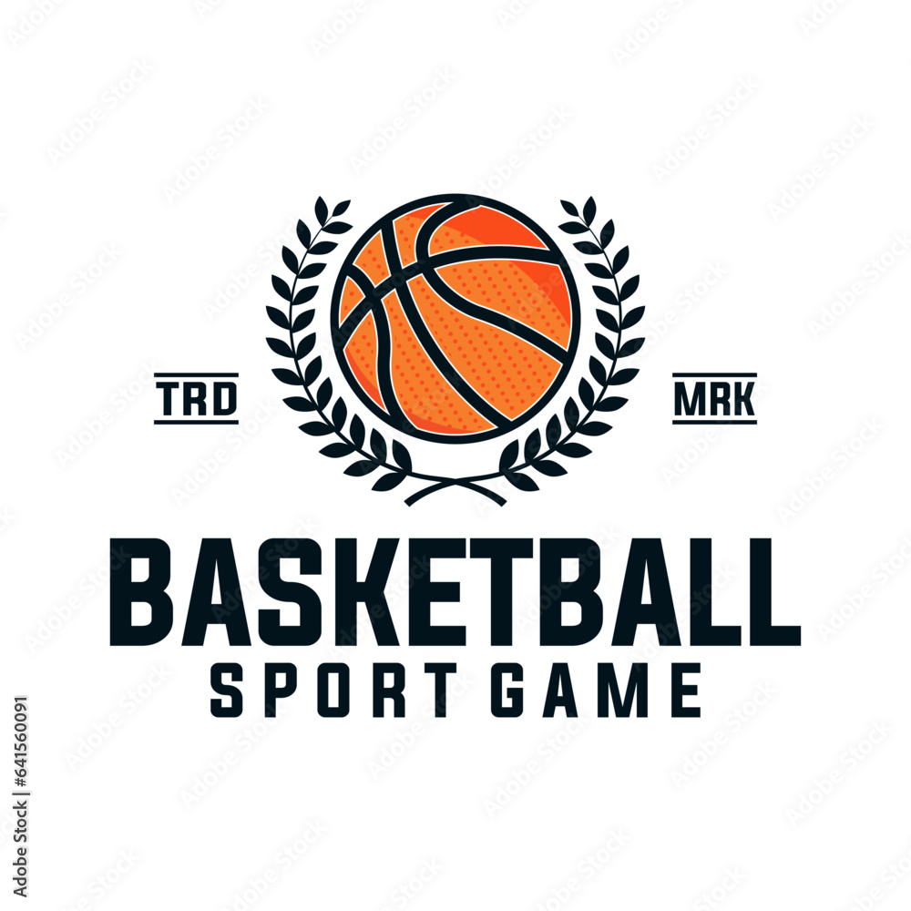 basketball vector graphic template. sport basket illustration in badge emblem patch label style.