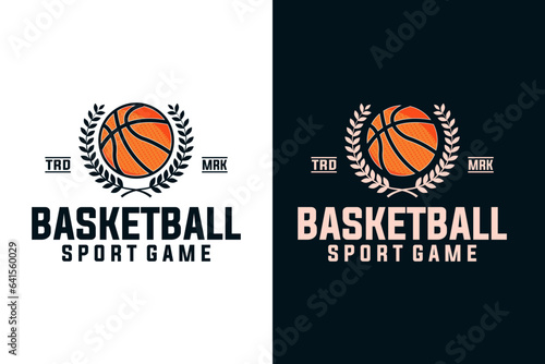 basketball vector graphic template. sport basket illustration in badge emblem patch label style.
