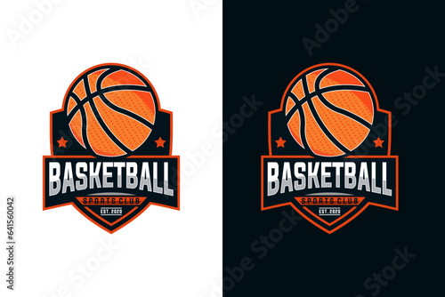 basketball vector graphic template. sport basket illustration in badge emblem patch label style.