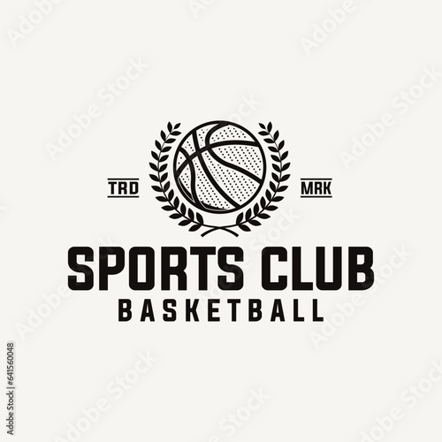 basketball vector graphic template. sport basket illustration in badge emblem patch label style.