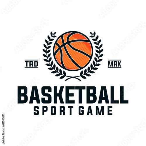 basketball vector graphic template. sport basket illustration in badge emblem patch label style.